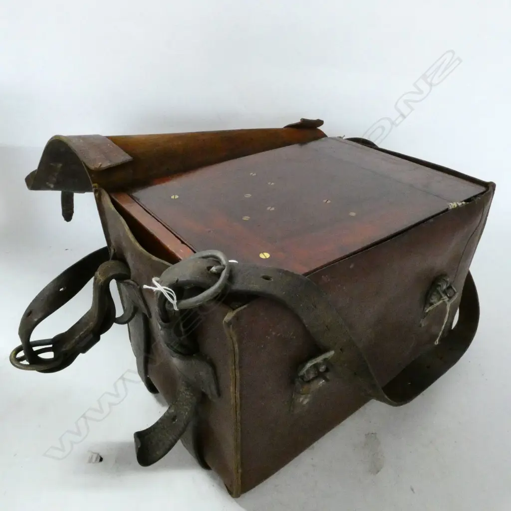 TROUGHTON & SIMMS BRASS THEODOLITE, w 10½" TELESCOPE, IN MAHOG BOX, w LEATHER TRAVEL CASE Image 1++